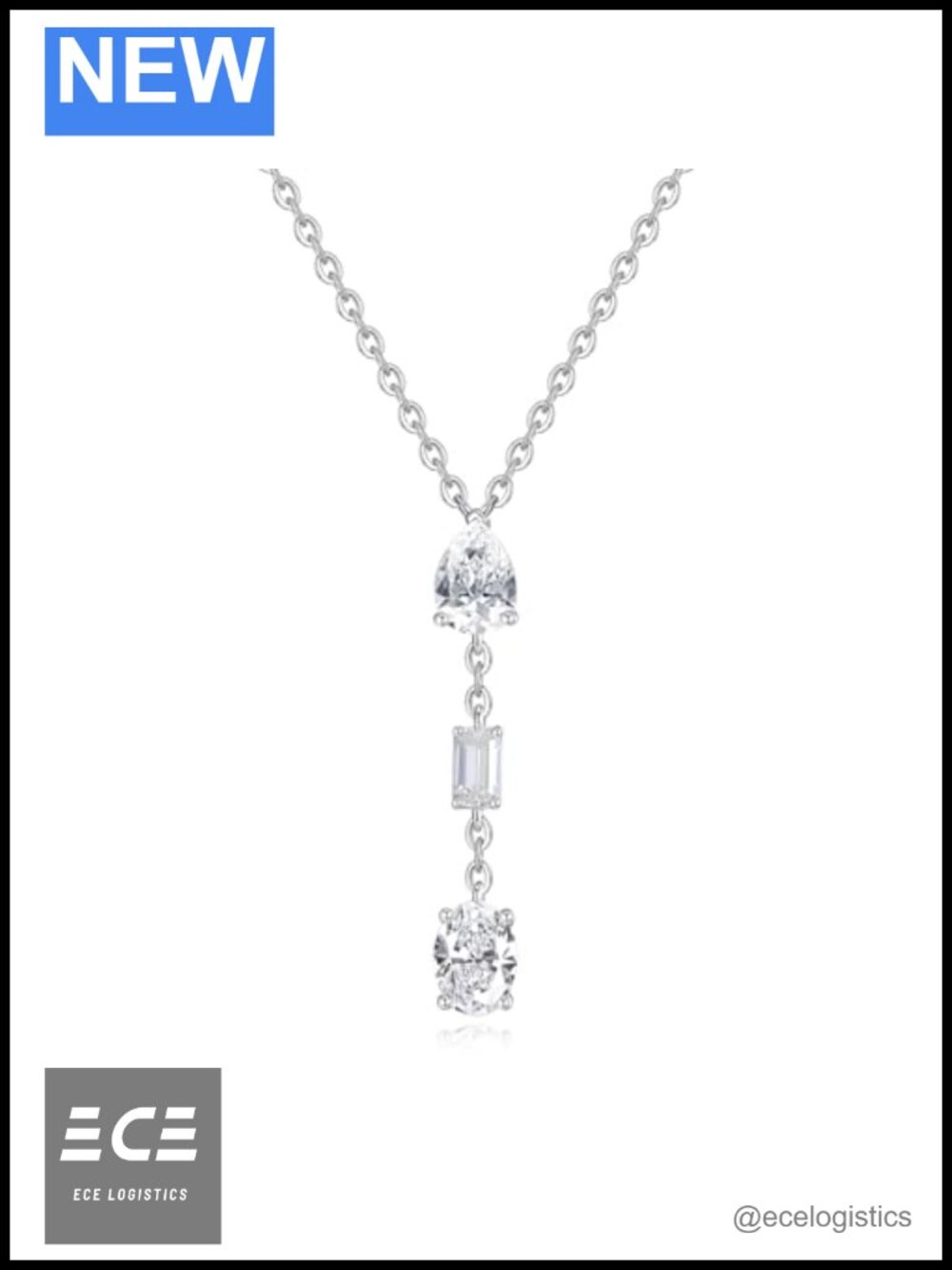 Moissanite Pendant Necklace 925 Sterling Silver 18K White Gold Plated 2.3CT